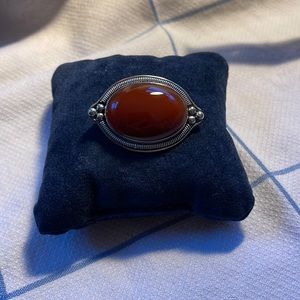 Sterling silver and carnelian pin